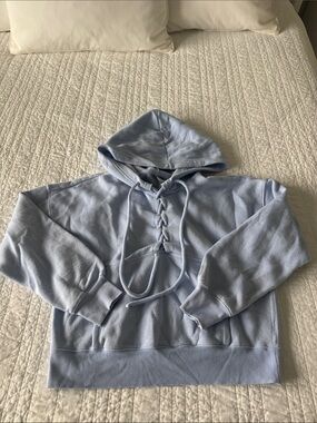 FP Movement by Free People Light Blue Lace-Up Hoodie